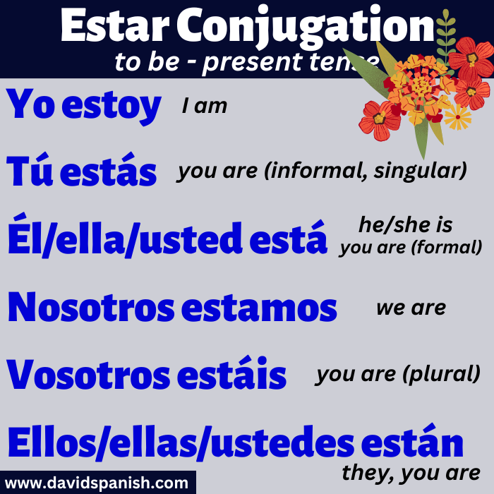 Estar conjugation in the present tense
