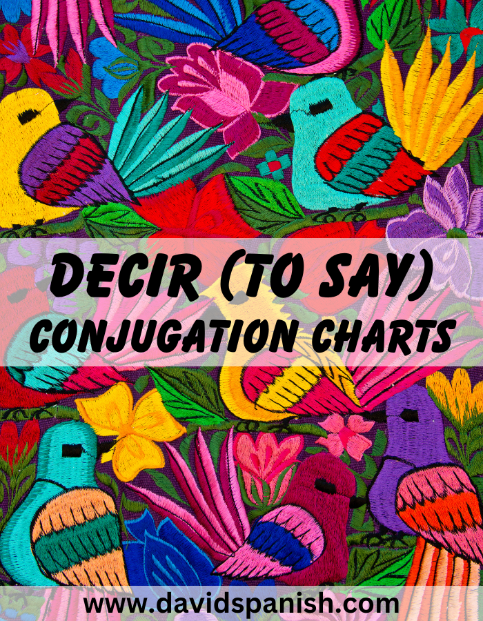 Decir (to say) conjugation charts