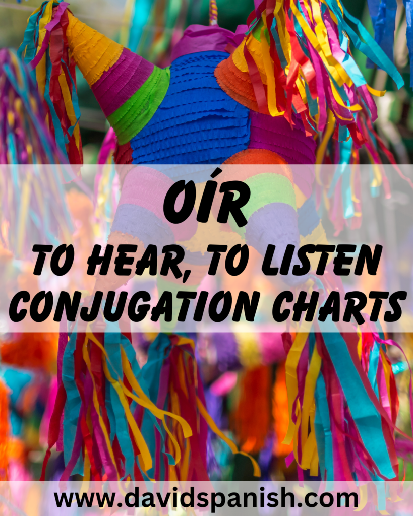 Oír (to hear, to listen) conjugation charts
