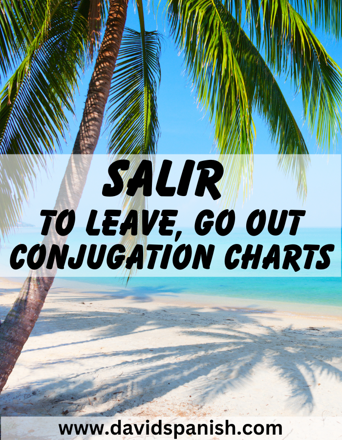 Salir (to leave, to go out) conjugation charts.