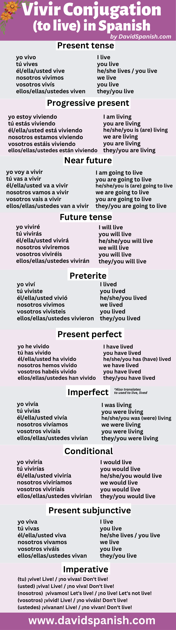 Vivir conjugation table